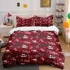 Christmas Santa Deer Snowman Pattern Bedding Duvet Cover Set Duvet Cover Pillowcases  (1*Duvet Cover 2*Pillowcases, Without Duvet Insert)