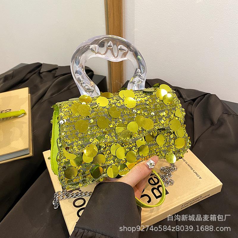 Premium Texture Dinner Casual Small Bag Women's 2025 New Popular Versatile Sequin Bag Hand Shoulder Chain Bag
