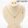 European Diamond-Accented Heart Jewelry Set: Necklace, Bracelet & Earrings in Titanium Steel for Women's Luxurious Style.