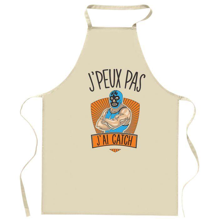 Tablier de cuisine - Planetee 'Catch J'peux pas' - Impression bretonne - Coton résistant - Liens ajustables