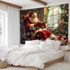 Santa Claus Reading Book Tapestry   Cozy Christmas Living Room Bedroom Decor   Holiday Wall Hanging for Xmas Party