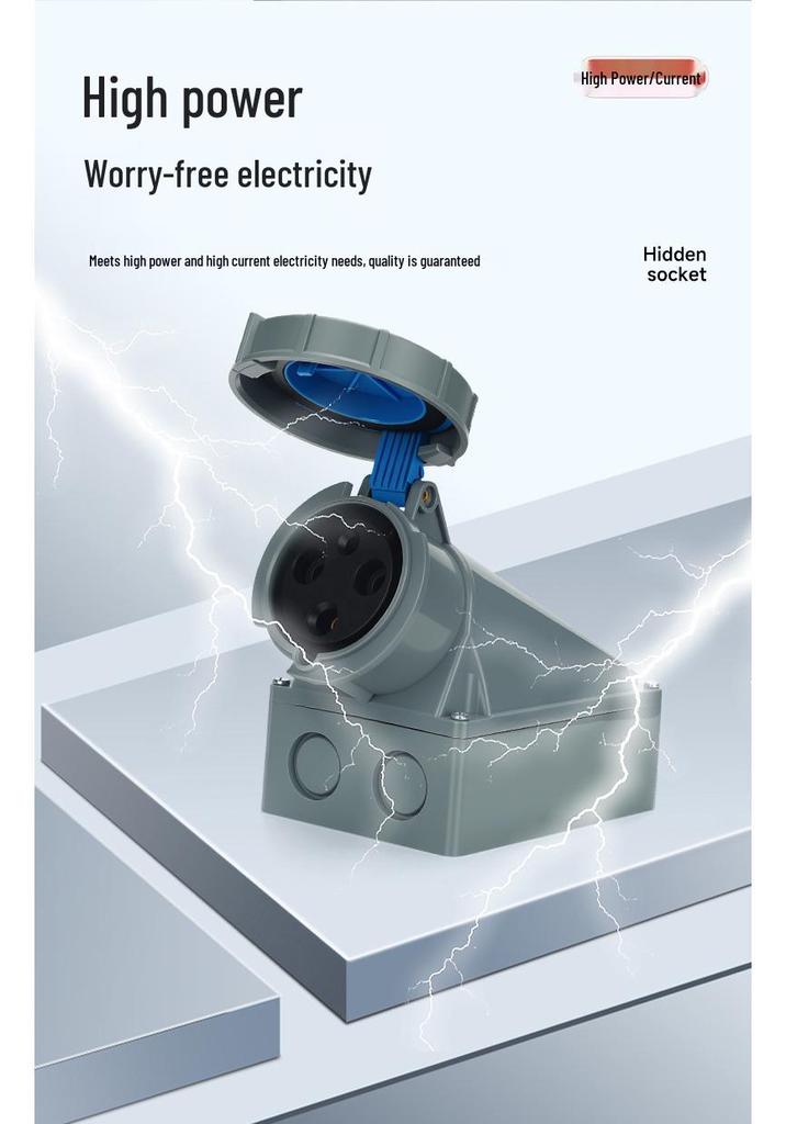 IP67 Three-Phase Industrial Plug Socket: 63A/125A, Waterproof, Aviation Plug, Male-Female, 3/4/5 Core.