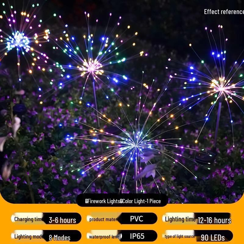 Waterproof Solar Fireworks String Lights for Outdoor Courtyard, Garden, or Lawn Decoration