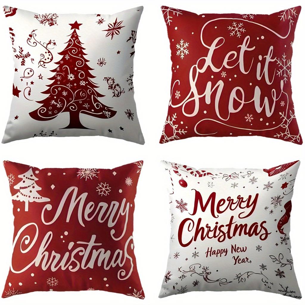 Christmas Pillowcases: Let It Snow, Merry Christmas, and More Festive Designs! Sofa Room Cushion Cover Home Decoration Gift