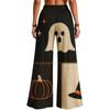 Damen Halloween Patchwork-Print Weite Hosen mit Taschen, Lockere Freizeithosen
