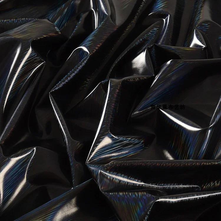 100x150cm Pu Leather Chameleon Waterproof Down Coat Fabric Glossy Symphony Gradient for Leather Jacket Fabric Materials