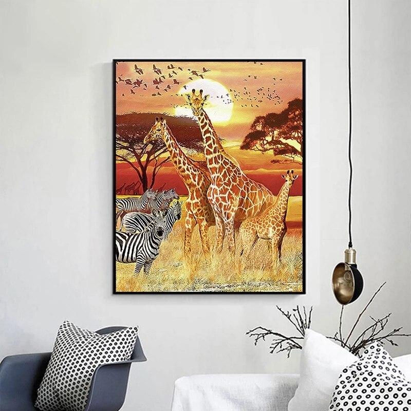 5d Diy Diamond Embroidery Diamond Painting Giraffe Zebra Animal Cross Stitch Mosaic Mosaic Art Home Decoration Handmade Gift