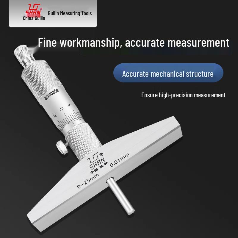 Round-Tip Depth Micrometer 0.01mm, 0-25/0-100mm Range