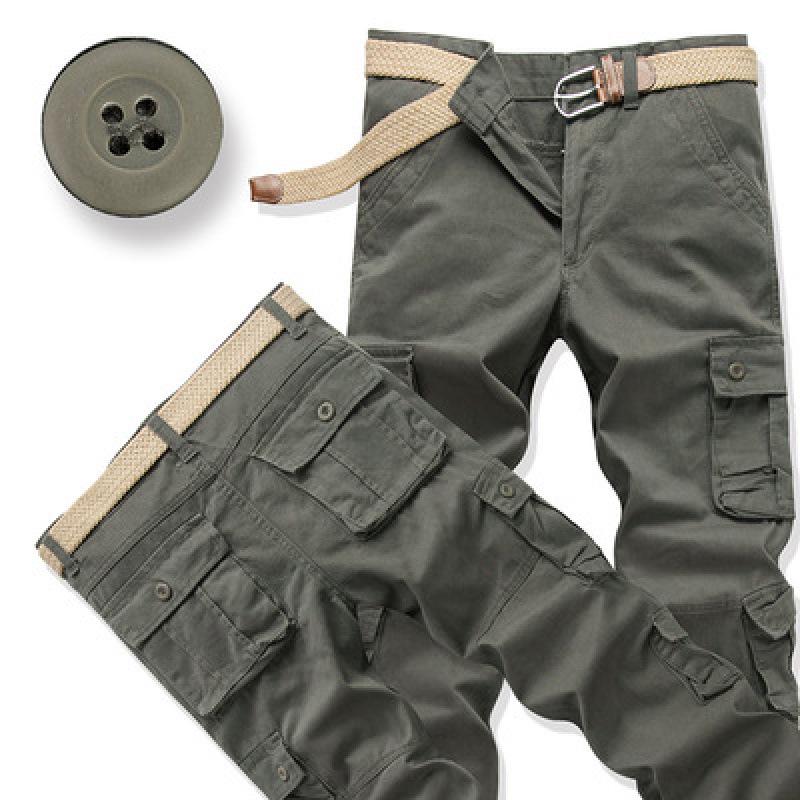 Men's Loose Fit Cotton Tactical Pants with Multi-Pockets