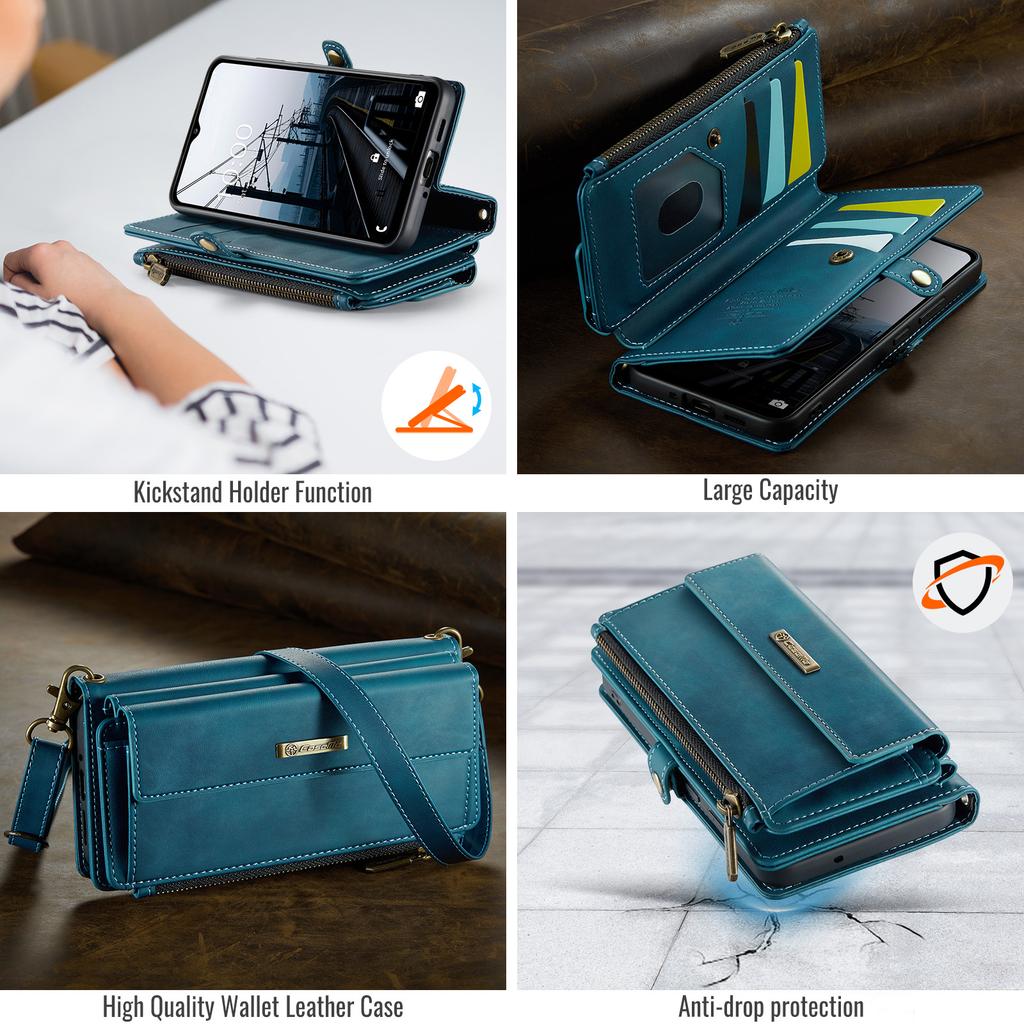 For Samsung Galaxy A53 5G Case CASEME C39 RFID Blocking Zipper Wallet Stand Leather Cover with Strap