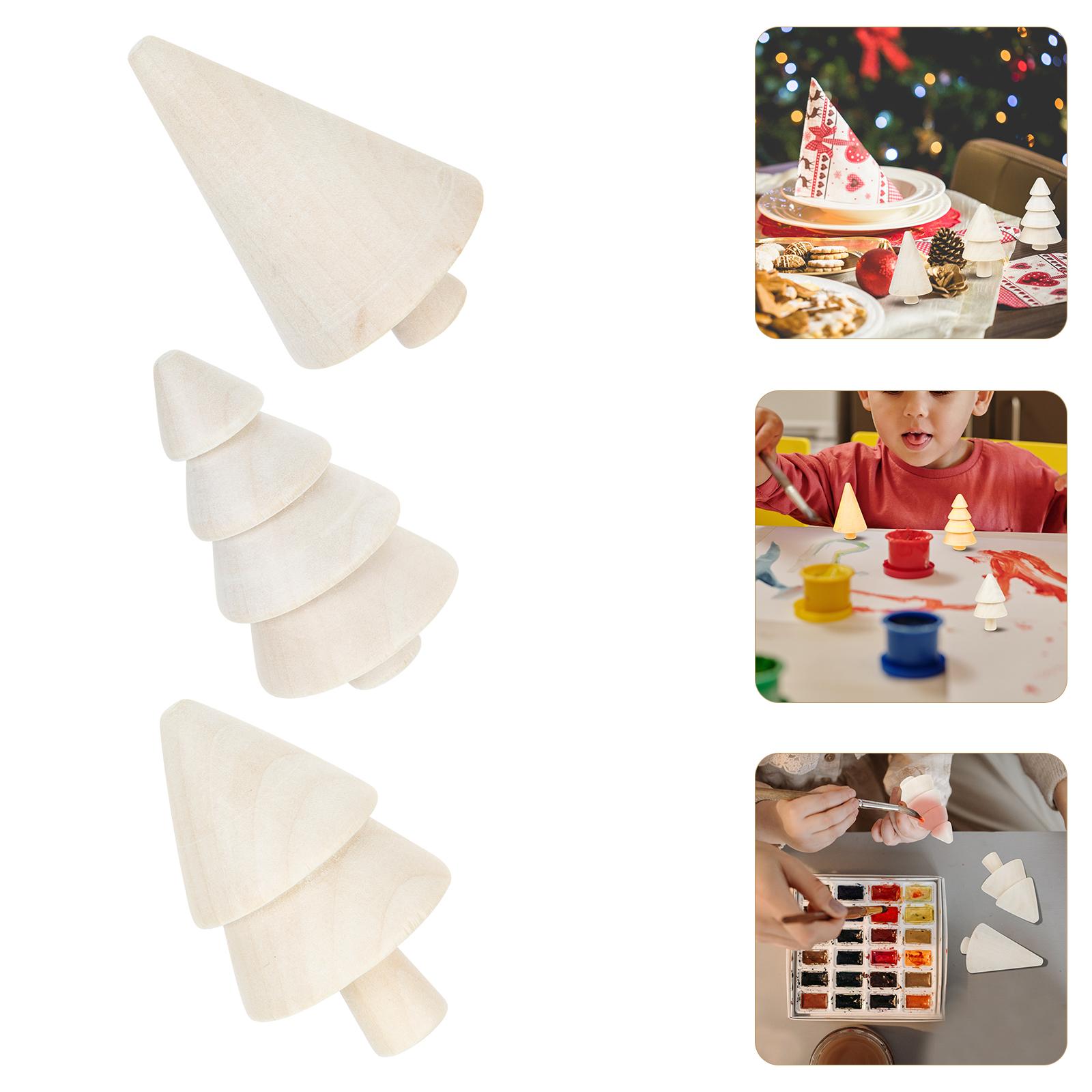 

9Pcs Unfinished Wood Christmas Trees DIY Decor Craft Set Eco Friendly Wooden Ornaments for Children Handmade Art Projects Xmas 7x4.2x4.2 cm