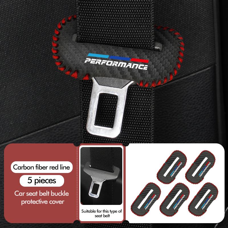 For BMW 1/2pcs Car Seat Belt Buckle Cover Leather Protector Anti-collision Case Accessories Performance E91 X5 E70 F11 E30 F31 E1