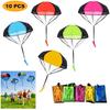 10pcs Colorful Tangle-Free Parachute Toy Set for Youngsters Durable,Outdoor Flying Toys In Assorted Colors Black,Red,Blue,Green,Yellow,Orange,Pink