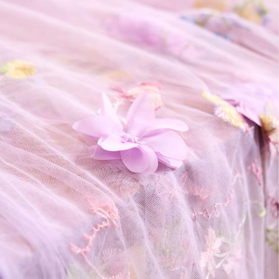 Elegant Birthday Table Decor Lace Embroidery Floral Tablecloth, 3D Flower Tulle Sheer Cover, Seasonal Tablecloth for Party Colorful Cloth Wedding