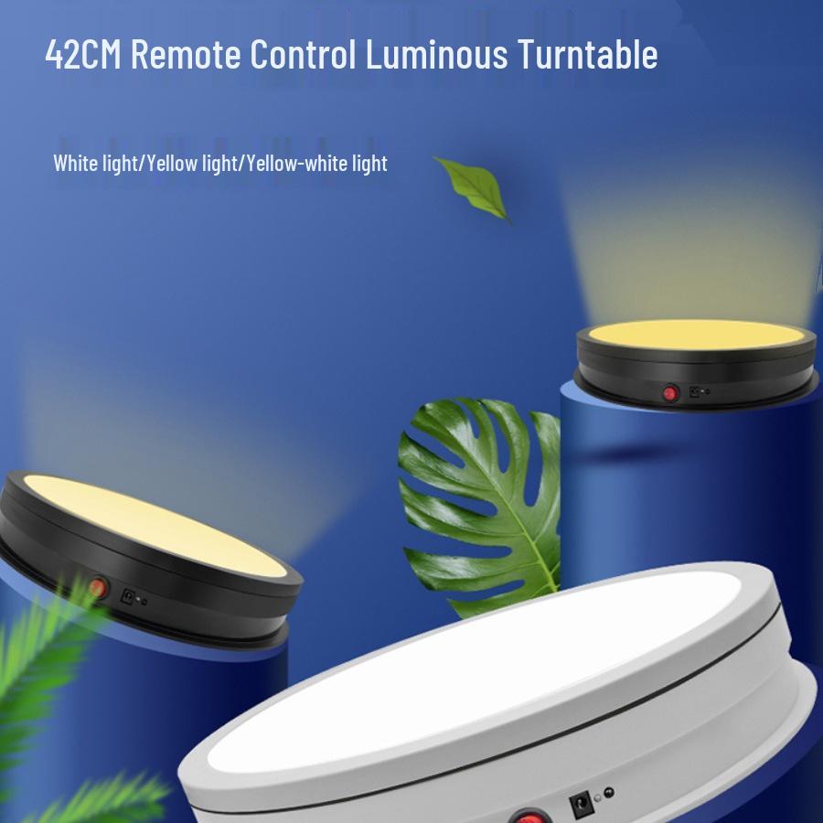 Rechargeable Remote-Control Rotating Display Stand with Colorful Lights for Live Streaming
