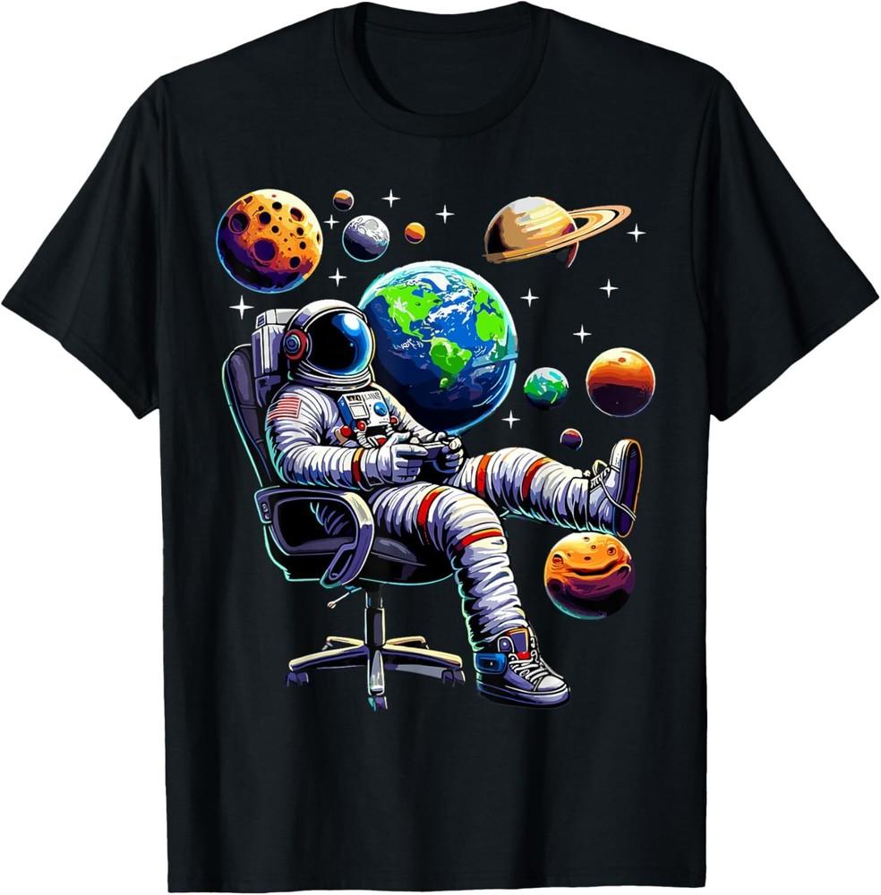 Astronaut Gamer Space Gaming System Planets T-Shirt Tops Tee