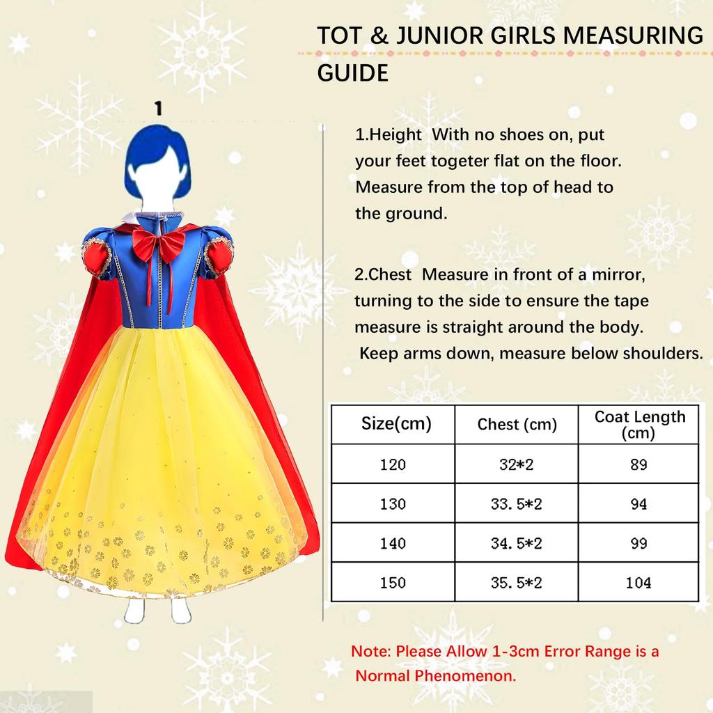 Snow White Dress, Kids' Cosplay, Girls' Dress, Cosplay Costume, Halloween, Event, Princess Dress, Birthday Gift [Used]