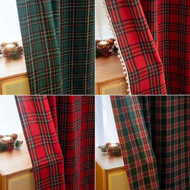 1 Pieza Cortinas Cuadros Americanas Retro Decoración de Navidad Dormitorio Salas de Estar Ambiente Festivo de Año Nuevo Cenefas para Ventana