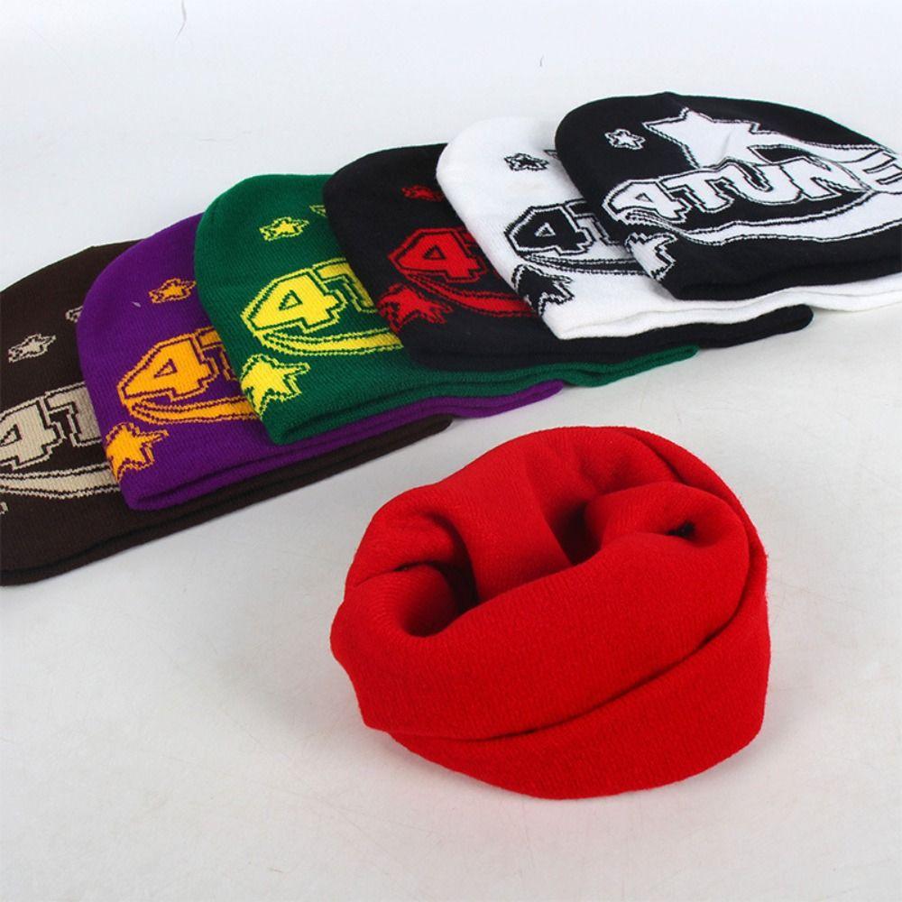 Elastic Beanies Cap Thickened Jacquard Hat Fashion Knitted Hat  Men Women