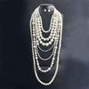 Elegant Multi Strand Imitation Pearls Chokers Necklace With Matching Stud Earrings Gift Set Vintage Fashion Stone Jewelry