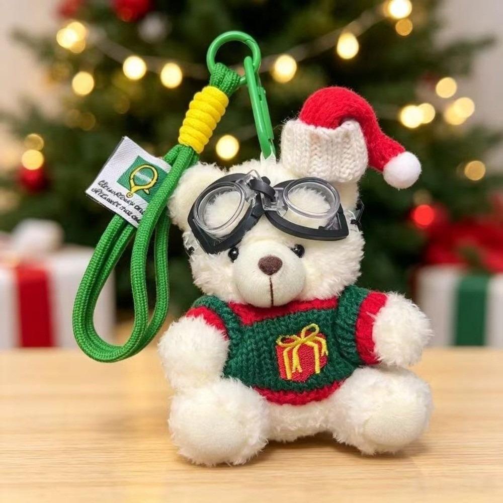 Stuffed Animal Goggles Plush Pendant Soft Fleece Christmas Doll Keychain  Winter Party