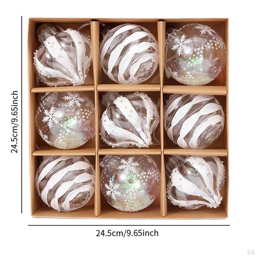 9 Pieces Christmas Ball Ornaments Decorative Baubles Charm Pendants Shatterproof Xmas Tree