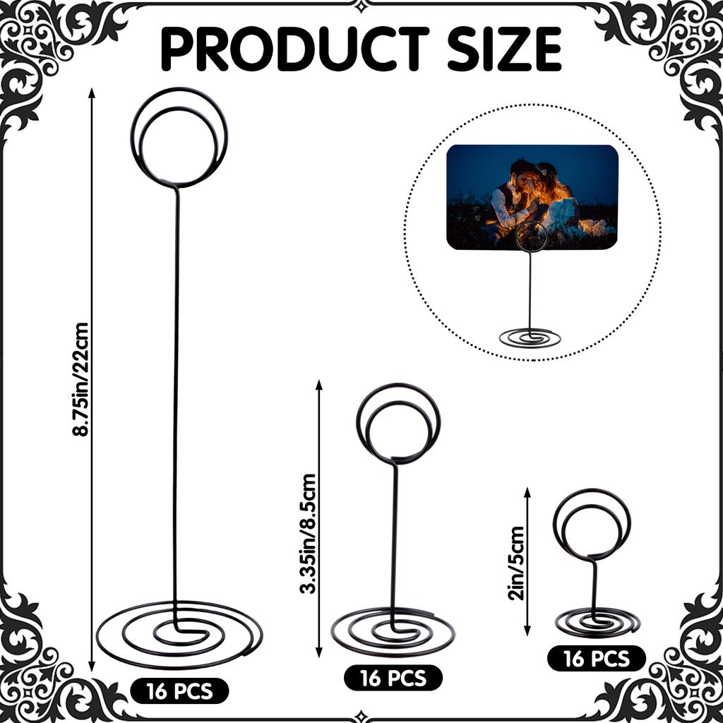 48Pcs Table Number Holders Black Table Card Stand Metal Name Note Picture Number Card Holder Standing Table Sign Holder For Home