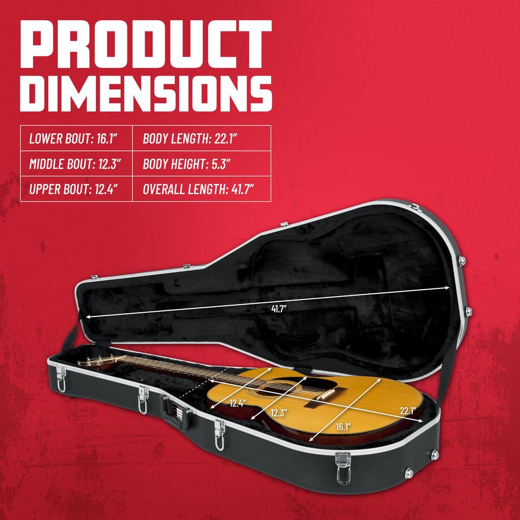 Gator Cases Hard Case for Acoustic Guitars, Dreadnought Compatible, ABS Construction, GC Guitar Series, GC-DREAD-S [Official Japanese Product]