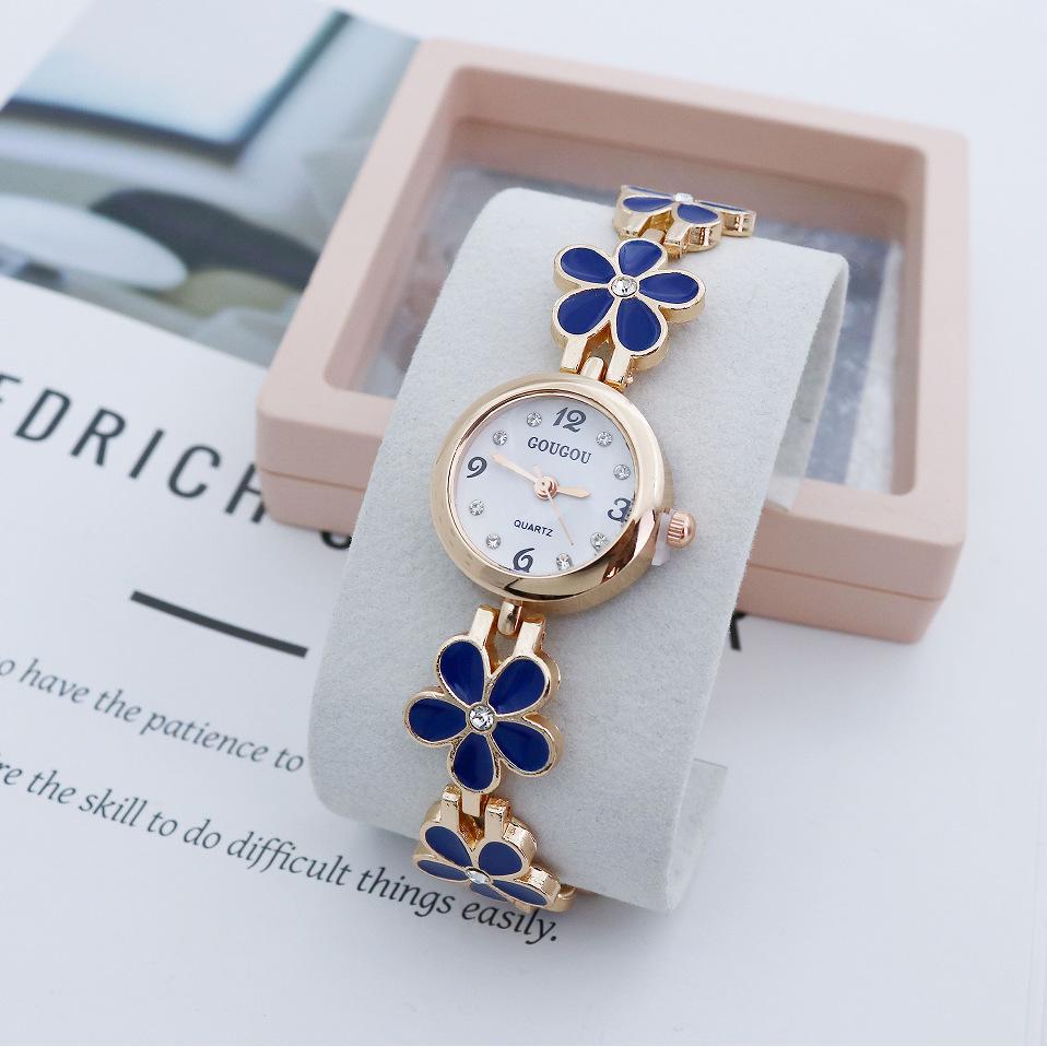 Modische Kleine Uhren Damen Luxus Strassstein Blume Armband Edelstahl Armband Uhr Kleid Damen Uhr relogio feminino