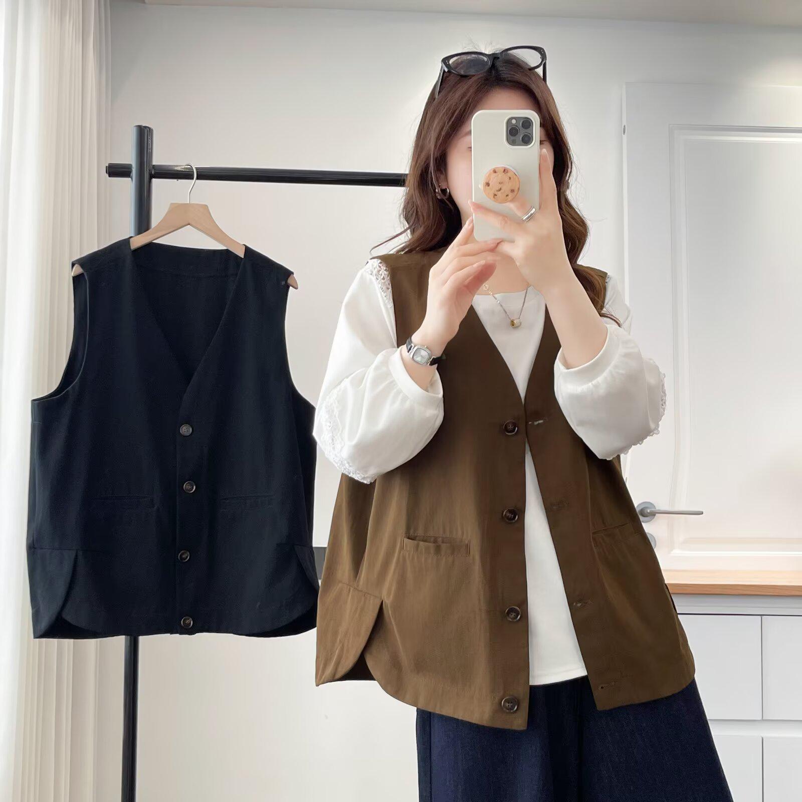 

Plus Size Women s Slimming Vest Jacket 2026 - Trendy Casual Layering Shoulder Cape Outerwear for Workwear Plus 3XL кофейный