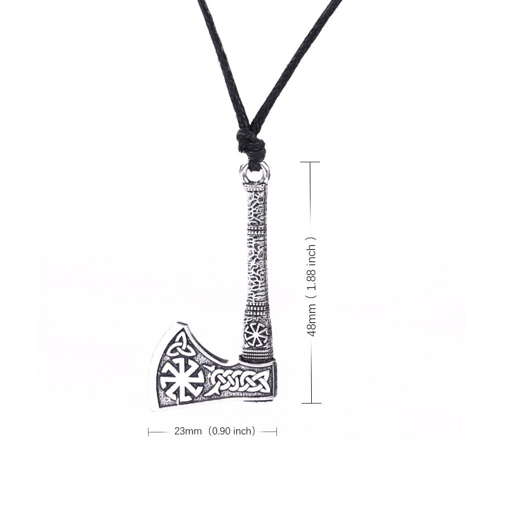 Viking Axe Necklace for Men Norse Runes Compass Pendant Vintage Amulet Jewelry Male Boy Gifts