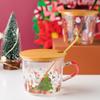 450/500ml Christmas Glass Mug with Handle Christmas Tree Coffee Water Tea Cup Heat Resistant Breakfast Milk Cup Children's Gifts