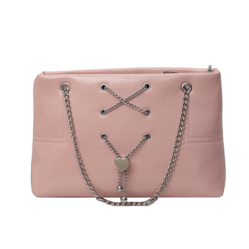

Large capacity niche chain bag women s summer new tote bag texture shoulder messenger bag розовый