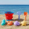 Foldable Sand Bucket & Shovel Set For Kids, Portable Silicone Folding Pail, Summer Outdoor Beach Play Toys For Travel & Camping