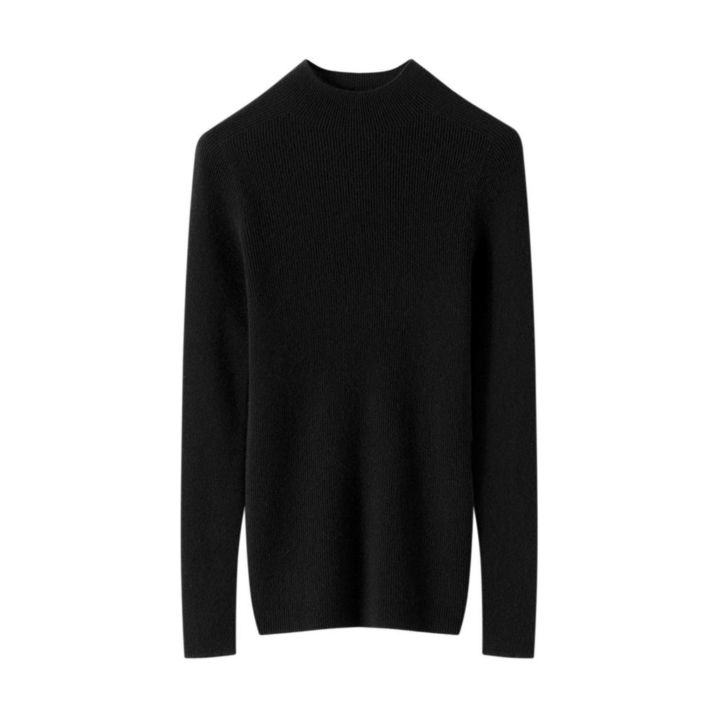 Women's Pure Cashmere Slim-Fit Sweater, Half-High Neck, Knit Base Layer, Autumn/Winter Collection