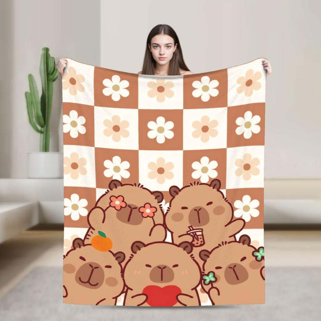 Capybara Blanket Quality Super Soft Throw Blanket Winter Travel Couch Chair Sofa Bed Funny Bedspread