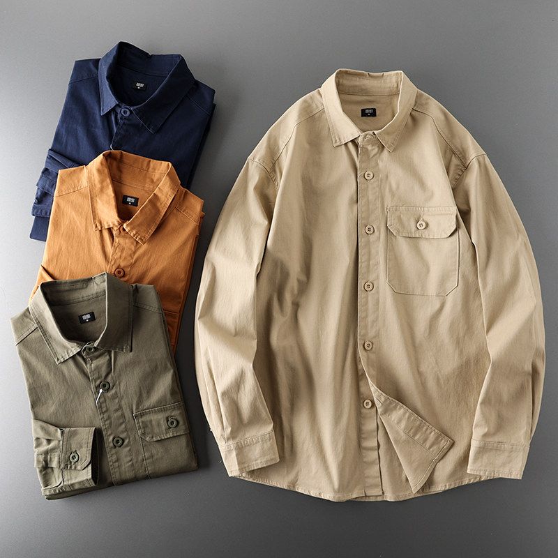 Workwear Shirt Men's American Retro Pure Cotton Trendy Ins Export Export Tail Single Men's Clothing Men Mountain Shirt Coat