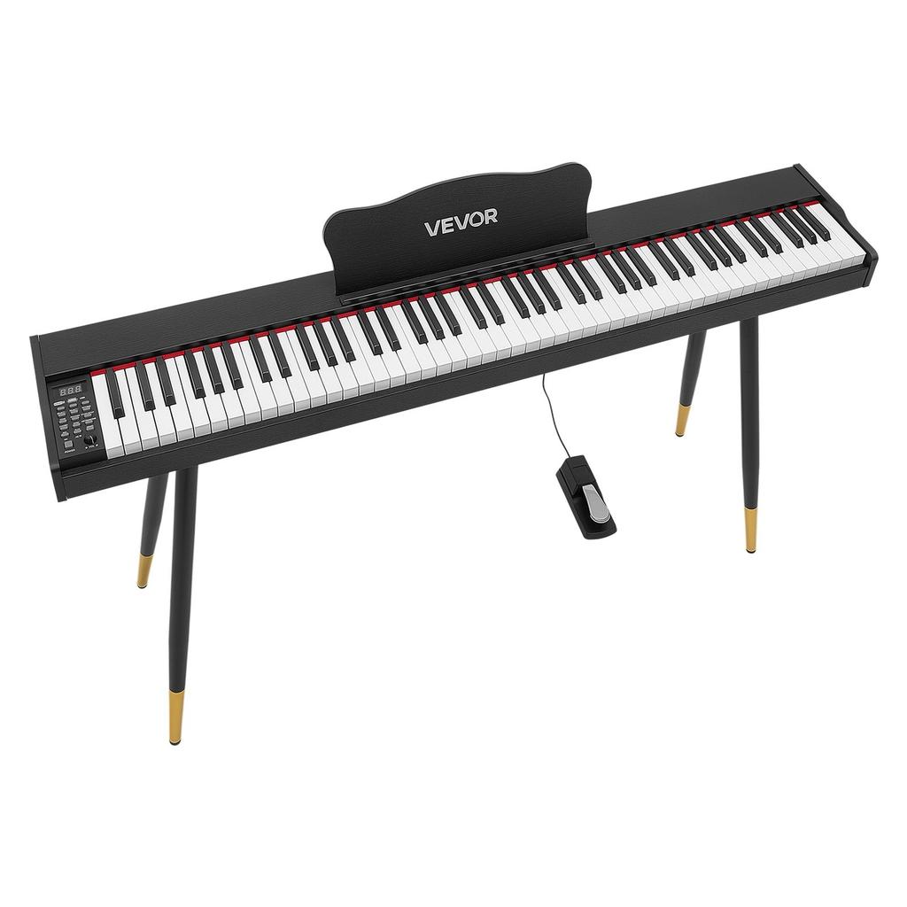 Digital Piano 88 Keys Semi Weighted Full Size Keyboard Stand Black, for Beginners, 600 Tones, 600 Rhythms, Electric Piano, with Sustain Pedal,