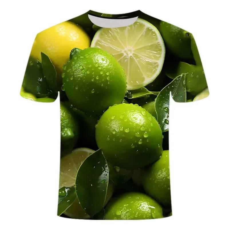 New 3D Fruits Lemon Orange Pritning T Shirt Blueberry Dragon Fruit Graphic