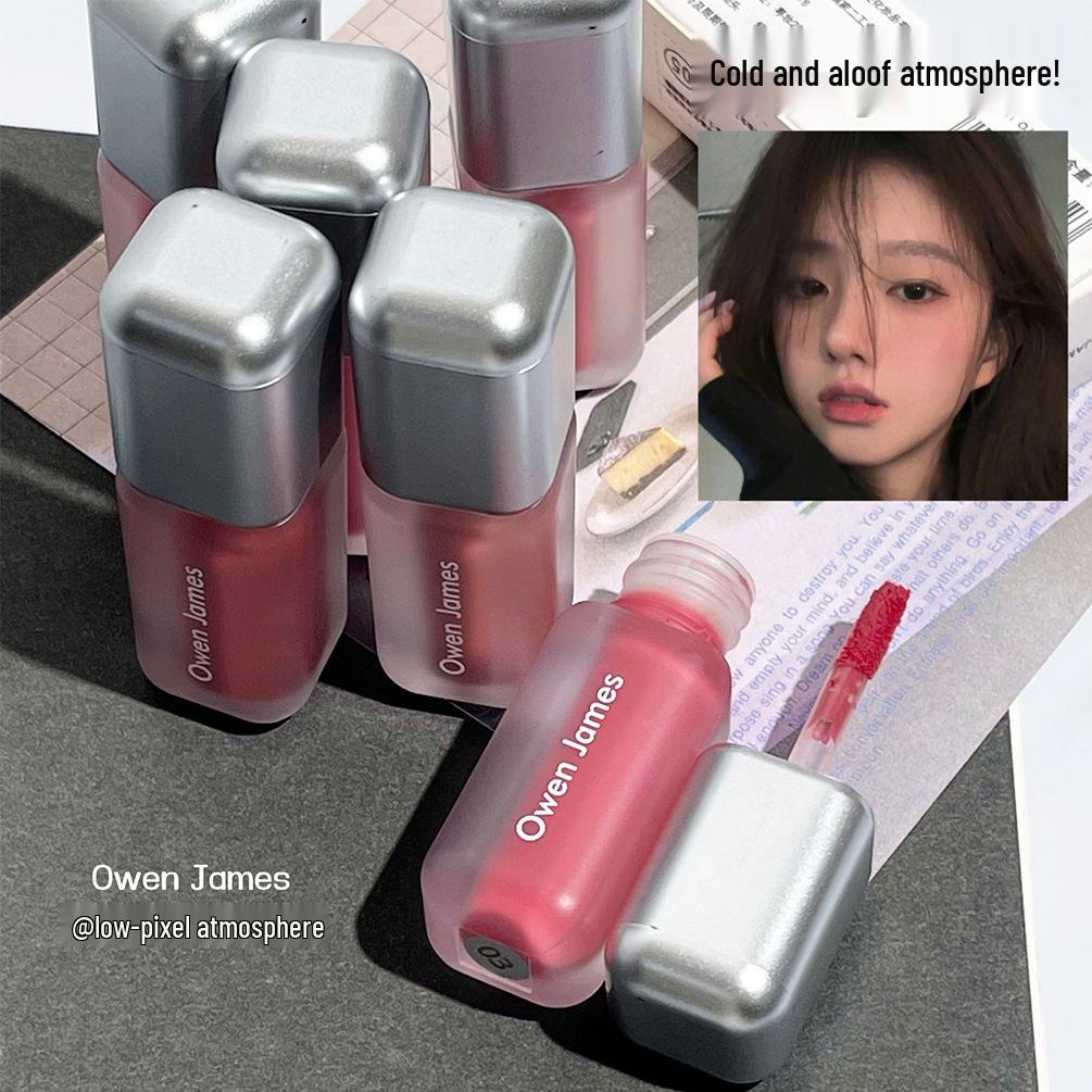 Owen James Little Silver Velvet Matte Lip Glaze - Long-lasting Whitening Lipstick for Students