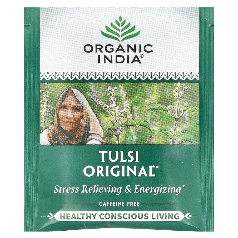 Organic India Tulsi Original Caffeine-Free Tea, 18 Tea Bags, 32.4g (1.14oz)