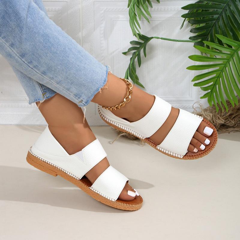 Large size summer new fairy wind flat-soled soft-soled sandals two wear rear bag and Roman beach sandals
