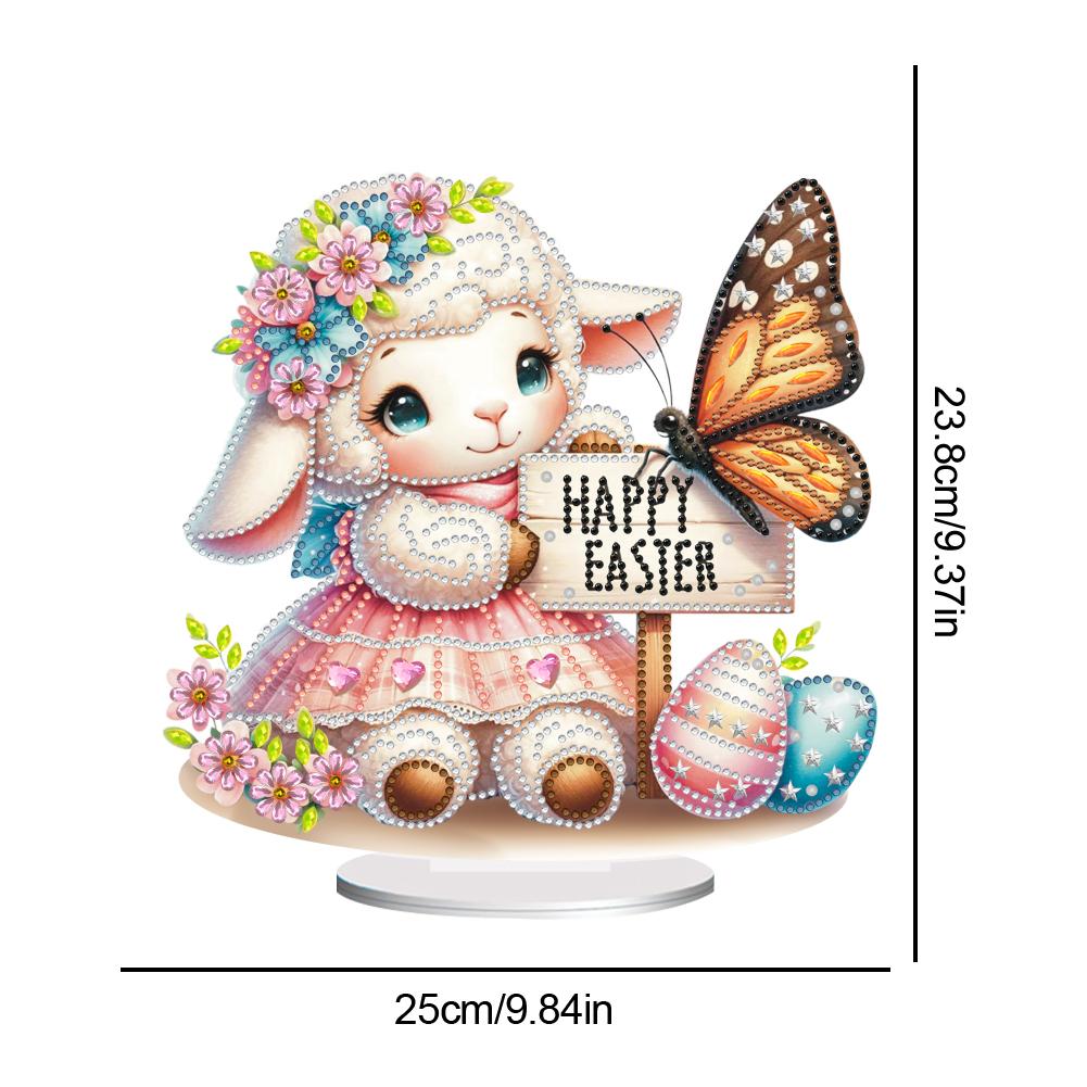 Easter Sheep Diamond Painting Tabletop Ornaments Kit Acrylic Special Shape Diamond Painting Desktop Decors Bedroom Table Decor