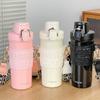 Straw Thermos Drinking Cup Big Cap Girls Stylish Water Cup Students Simple Handy Double Drink Cup Boys Durable Durable Useful