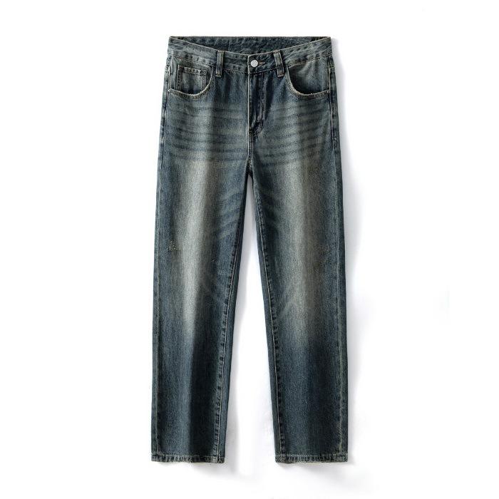

Spring and Summer Loose Straight Jeans Basic Simple Retro Color Versatile Trousers 28