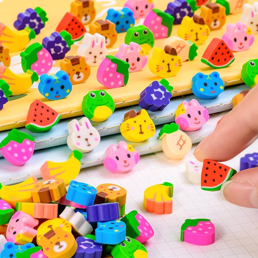 50/100/400pcs Mini Rubbers Cartoon Themed Eraser for Writing Drawing Correction Cute Vibrant Portable Office Study Supplies XJM