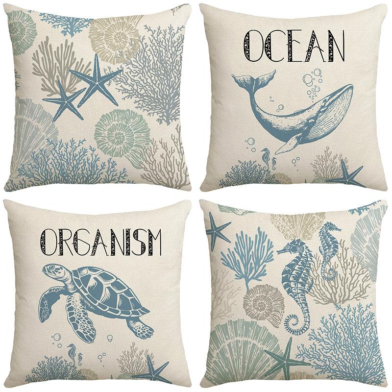 Bedroom Pillow Modern Simple Pillow Pillow Small Fresh Ocean Blue Back Square Living Room Pillow Case