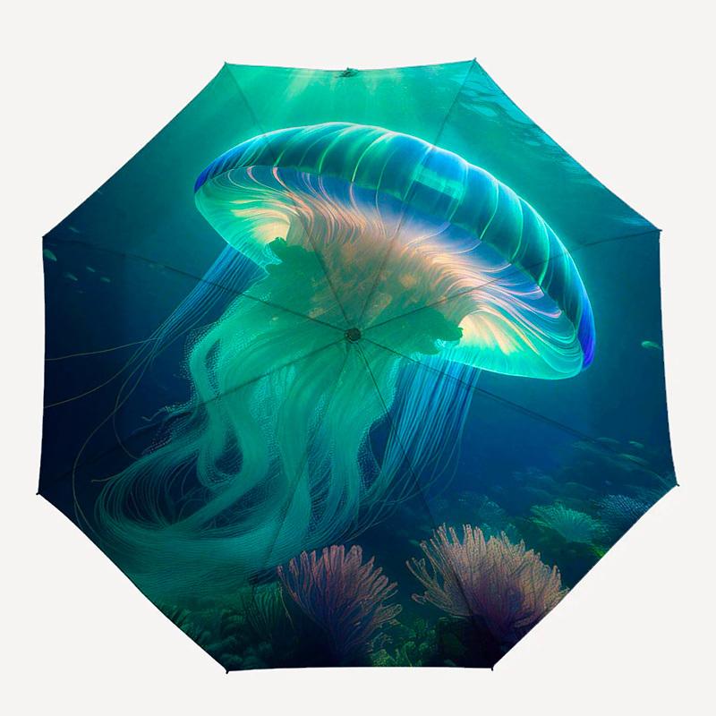 1pc Jellyfish Outdoor Umbrella - Automatic Opening/Closing, Portable 3-Fold Design with 8-Bone Iron Frame, Perfect Gift for Jellyfish Fans, Travelers,