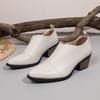 Scarpe elastiche a punta western con tacco spesso taglia grande Chelsea piccole scarpe in pelle Capodanno