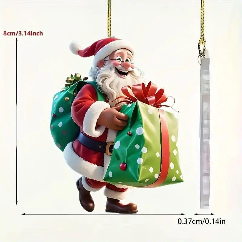 

Рождественское 2D Очаровательное украшение Санта-Клауса из акрила для интерьера автомобиля, праздничный декор 2